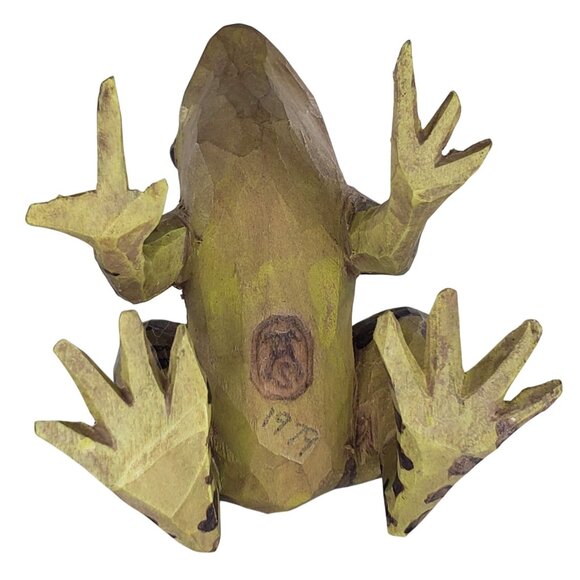Arthur Shoemaker Frog Toad Wood Carved Miniature Animal Folk Art Vintage 1979 - Picture 7 of 8